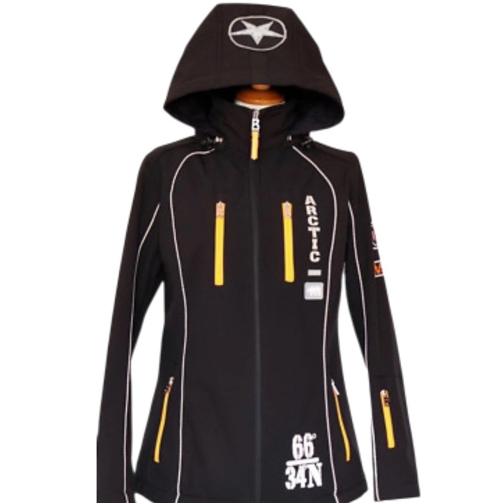 Bogner Kids Ski Jacket Black Orange Hooded Softshell Winter Coat Size XXL